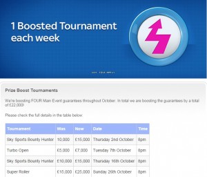 Boosted Tournaments October Sky Poker