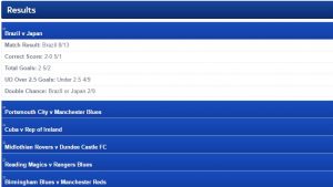 Virtual Football SkyBet Results Section